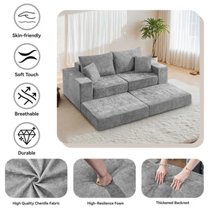 79" Modular Sectional Loveseat with Ottoman & Sleeper