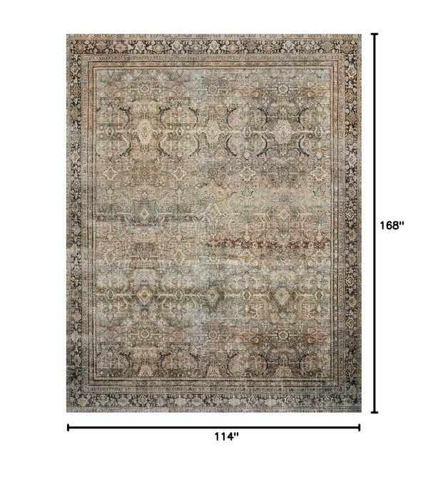 Olive Charcoal Vintage Distressed Area Rug 9'6" x 14'
