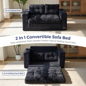 Convertible Sofa Bed – Pull-Out Loveseat Sleeper with Pillows