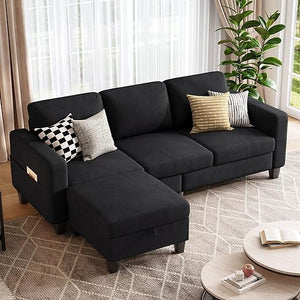L-Shaped Sectional Sofa with Storage Ottoman
