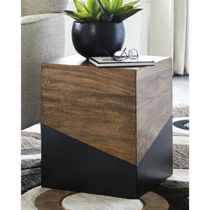 Two-Tone Accent End Table – Brown & Gunmetal