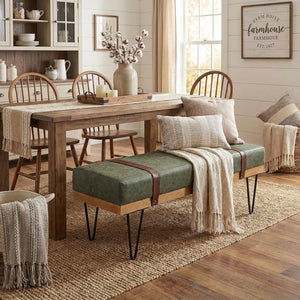PU Leather Rectangle Ottoman Bench with Metal Legs