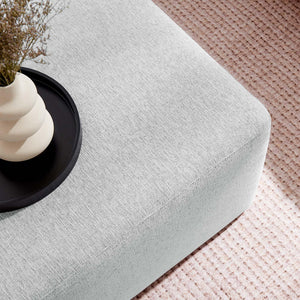 Square Upholstered Ottoman with Velvet Fabric & Wood Legs