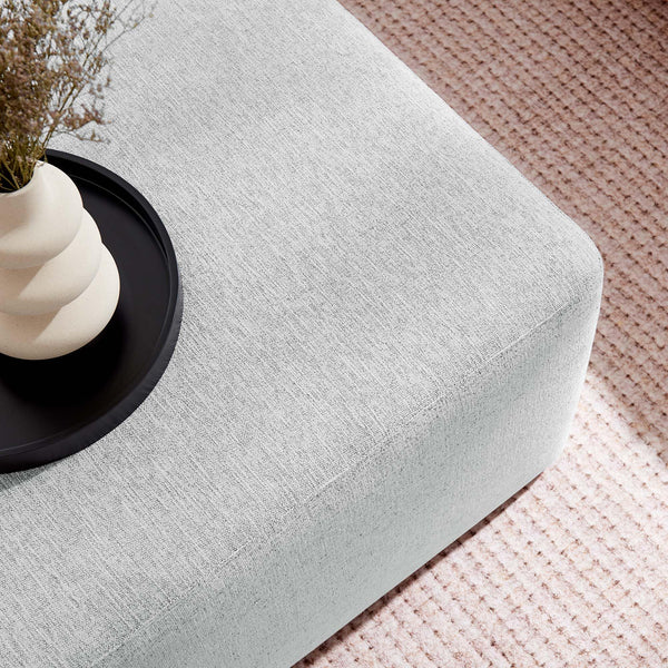 Square Upholstered Ottoman with Velvet Fabric & Wood Legs