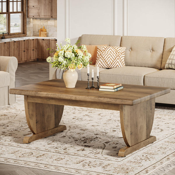 Rectangle Coffee Table – 48 Inch Rustic Wood Living Room Center Table