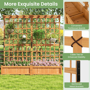 72-Inch Raised Garden Bed with Trellis, Hanging Roof & Lattice Panel