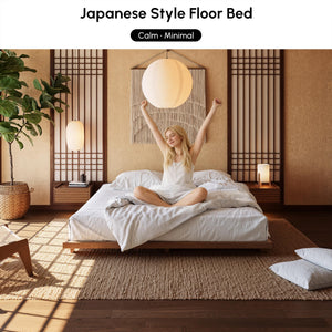 King Low Profile Tatami Platform Bed Frame – Japandi Floor Bed, No Box Spring