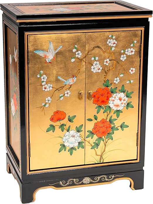 Chinese Lacquer Storage Cabinet with Mother of Pearl Inlay