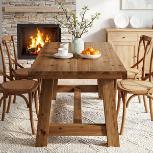 63-Inch Solid Wood Farmhouse Dining Table