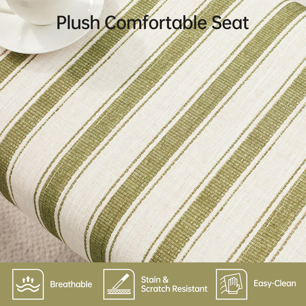 Upholstered Ottoman Bench with Cushion & Rubberwood Legs