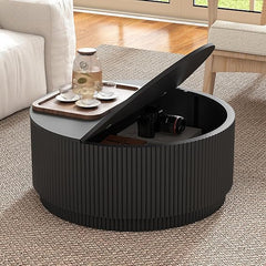 Round Coffee Table with Lift-Top & Flip-Top Storage