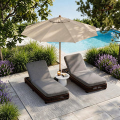 Outdoor Chaise Lounge Set of 2 with Adjustable Backrest