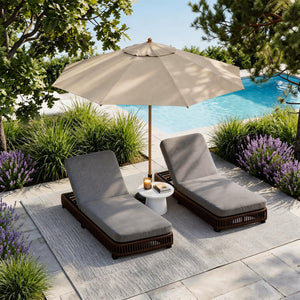 Outdoor Chaise Lounge Set of 2 with Adjustable Backrest