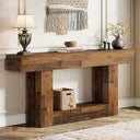 63-Inch Farmhouse Console Table with U-Shaped Base & Lower Shelf