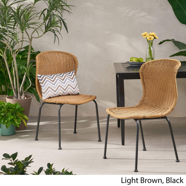 Outdoor Wicker Dining Chairs Set of 2