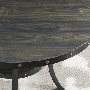 3-Piece Bar Height Dining Set – Round Table & Nail Head Stools