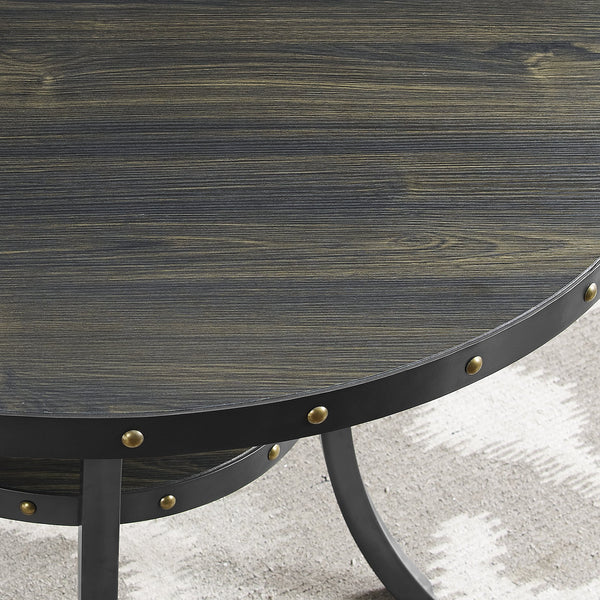 3-Piece Bar Height Dining Set – Round Table & Nail Head Stools