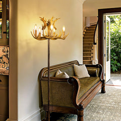 Bronze Antler Floor Lamp with 5-Light Candelabra