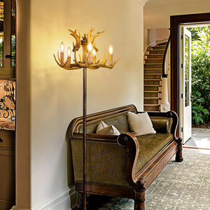 Bronze Antler Floor Lamp with 5-Light Candelabra