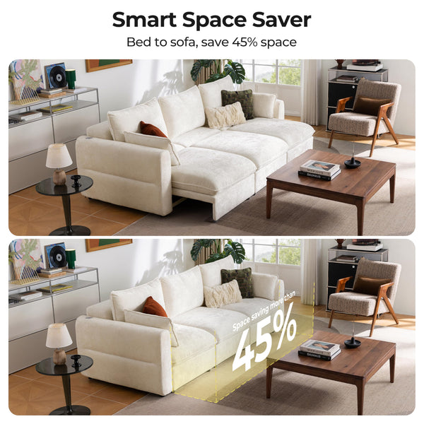 103" Electric Pull-Out Sleeper Sofa Bed | 2-in-1 Convertible Power Couch Bed