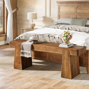 47-Inch Solid Wood Farmhouse Entryway Bench