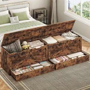 Storage Bench with Drawer, Lift Top & Pull Handles