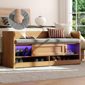 Entryway Bench with Storage & UV Shoe Organizer