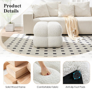 Square Sherpa Ottoman Stool with High-Density Foam