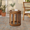 Acacia Wood Outdoor Side Table with Rope Weave
