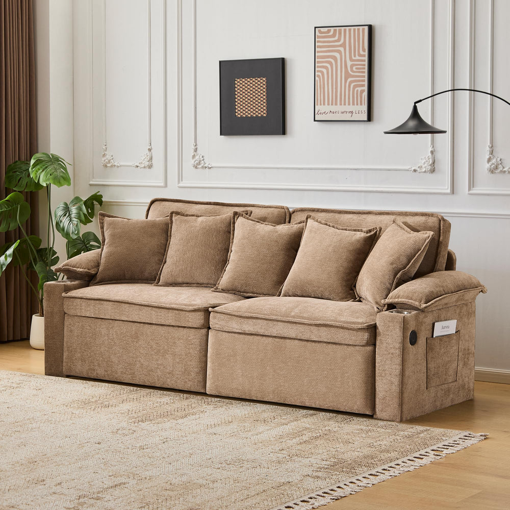 King Size Pull Out Sofa Bed – 3-in-1 Convertible Sleeper Sofa with Storage & USB Ports