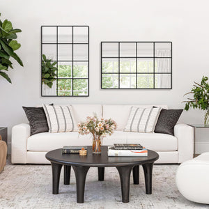Windowpane Grid Wall Mirror – Black Metal Frame