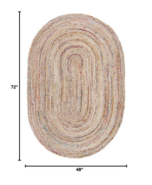 Oval Braided Jute & Cotton Area Rug – 4' x 6'