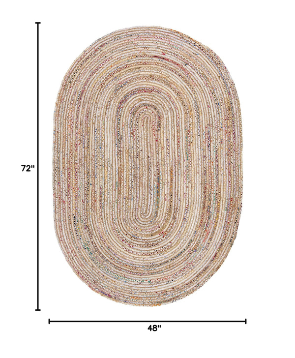 Oval Braided Jute & Cotton Area Rug – 4' x 6'