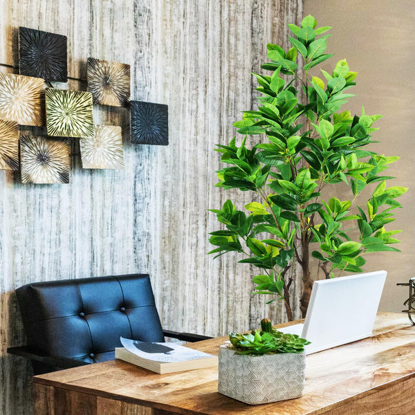 Artificial Rubber Tree 7.2ft Indoor Outdoor Plant