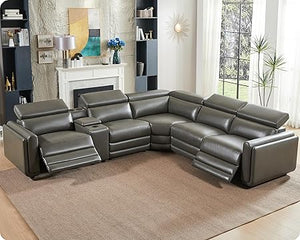 129-Inch Power Recliner Sectional Sofa with Console & Speakers