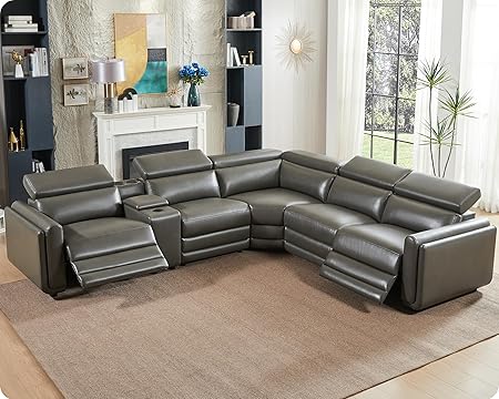129-Inch Power Recliner Sectional Sofa with Console & Speakers