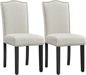 Fabric Dining Chairs with Solid Wood Legs