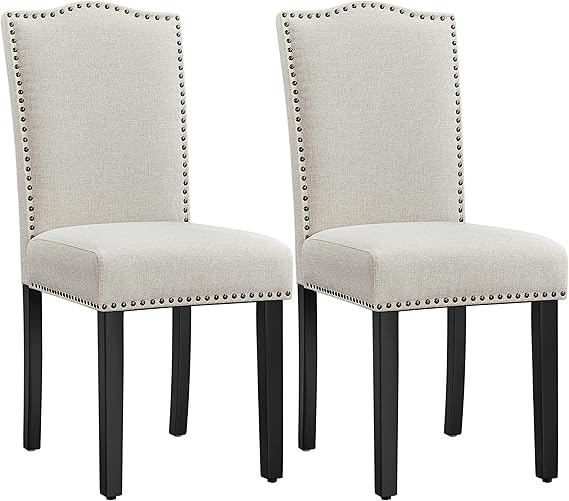 Fabric Dining Chairs with Solid Wood Legs