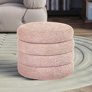 Round Storage Ottoman with Removable Lid