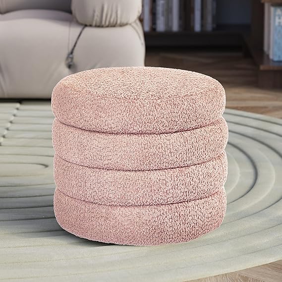 Round Storage Ottoman with Removable Lid