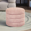 Round Storage Ottoman with Removable Lid – Upholstered Vanity Stool