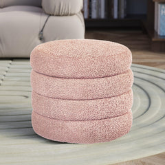 Round Storage Ottoman with Removable Lid – Upholstered Vanity Stool