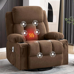 Heated Massage Swivel Rocker Recliner Chair
