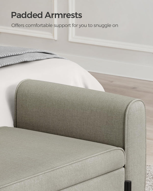 Storage Bench with Armrests and Ottoman Storage
