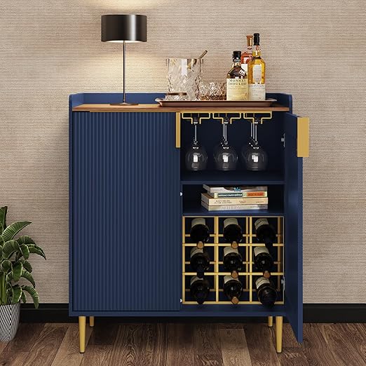 Bar Cabinet with Wine Rack & Stemware Holders