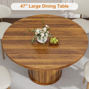 47 Inch Round Dining Table with Storage Shelf & Drawer — Seats 4 to 6