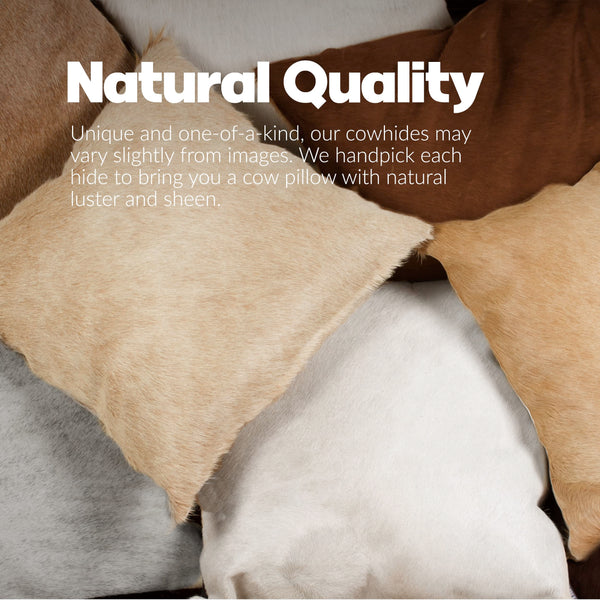 Cowhide Throw Pillows 18x18 – Set of 2 with Poly Insert