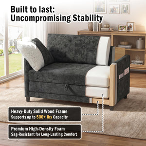 Convertible Loveseat Sofa Bed with Foldable Side Table