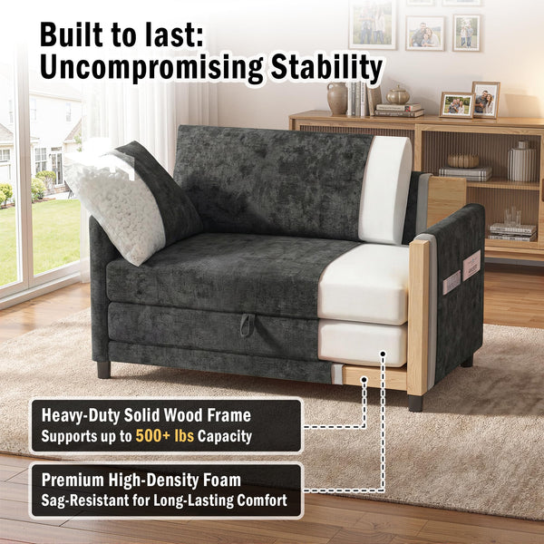 Convertible Loveseat Sofa Bed with Foldable Side Table