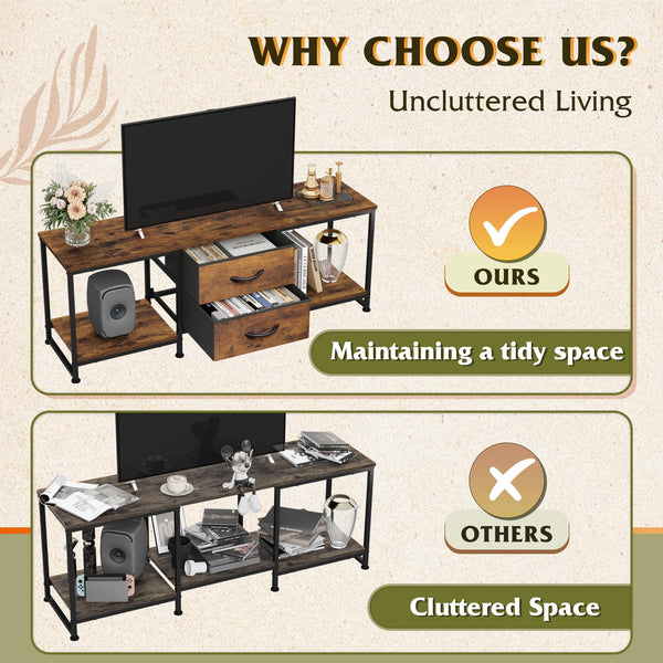 TV Stand with Drawers & Open Storage Shelves for 50" TVs